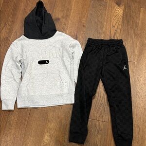 Jordan Kids Black Joggers with Heather Gray Hoodie Set